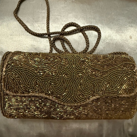 Black Long Beaded Evening Clutch - Picture 2 of 10